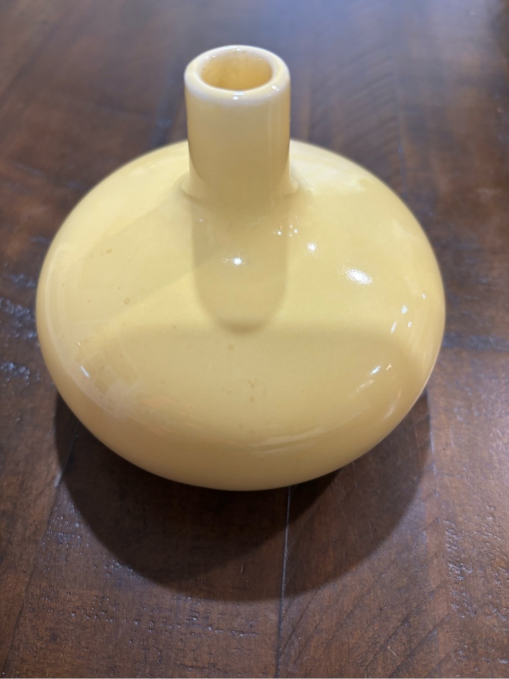 Vintage Glossy Small Yellow Ceramic Bud Vase